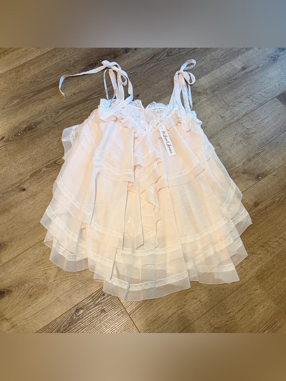 For Love And Lemons Juniper Ruffle Peach Mini Dress Size XS NWT - Picture 12 of 13